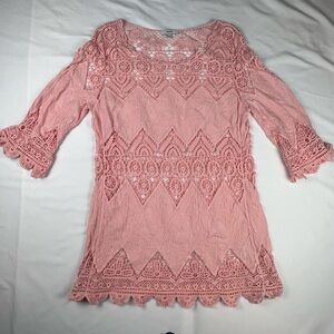 Celesta - Women’s crochet top - Pink - Small